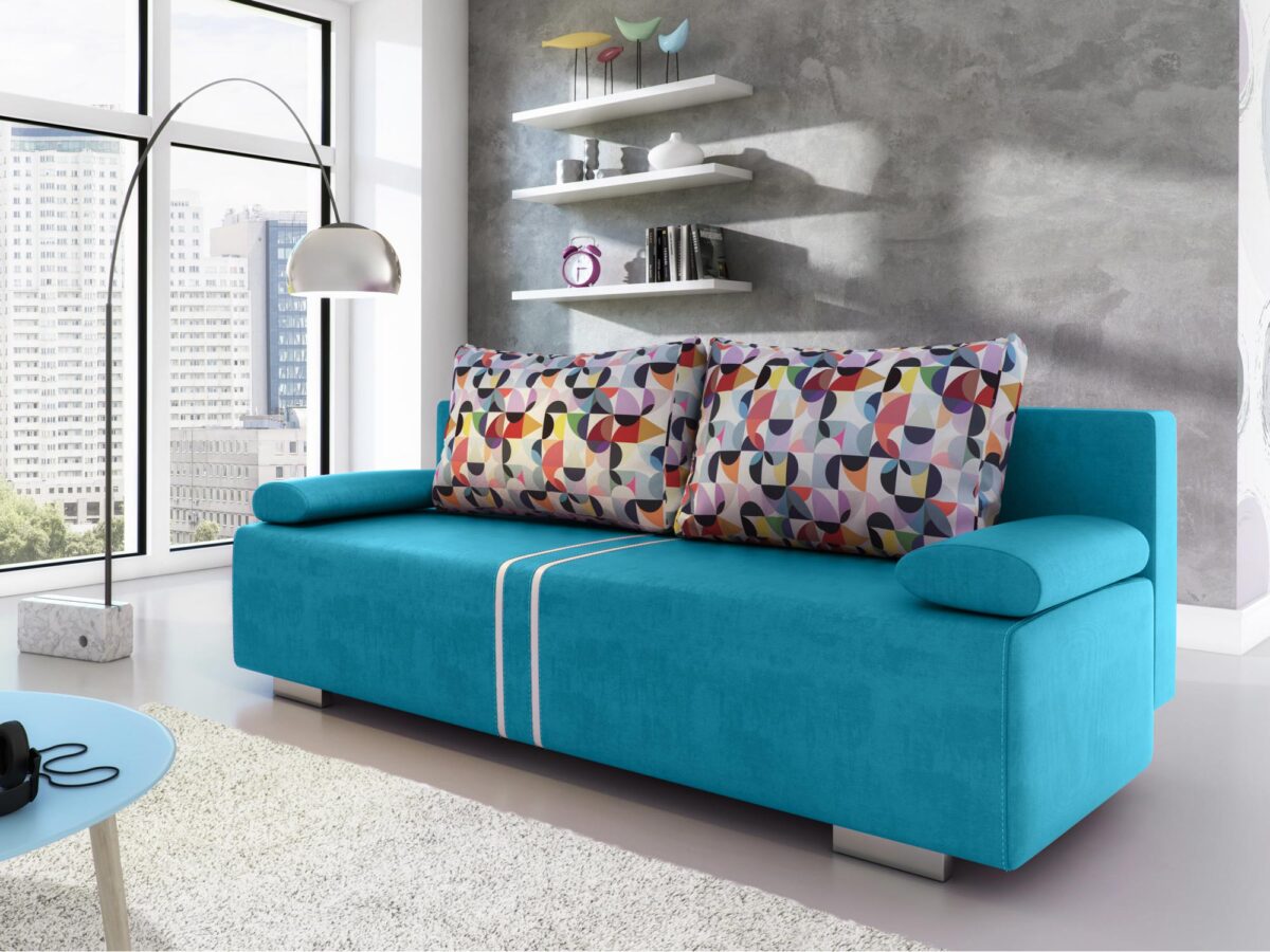 Sofa welurowa morska aranżacja CORDOBA