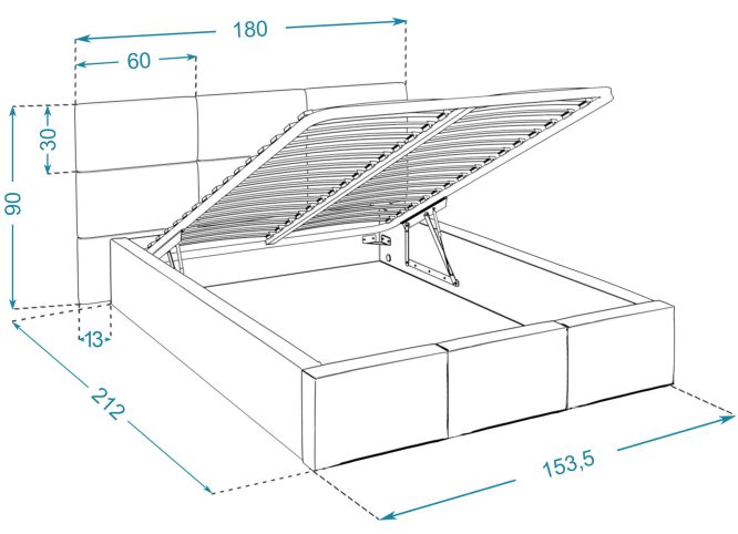 Łóżko z panelami wymiary 140x200 MIRIAM