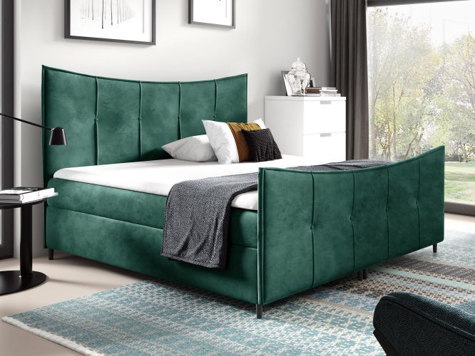 Kontynentalne łóżko FLAVIA LUX butelkowa zieleń