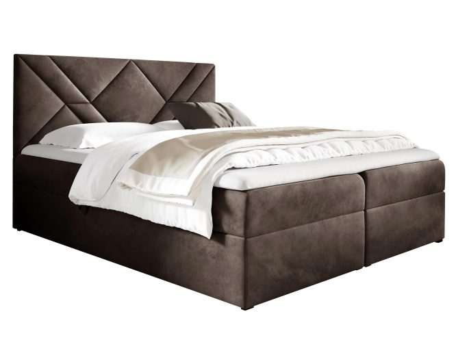 Łóżko sypialniane brązowe białe tło LUA 6