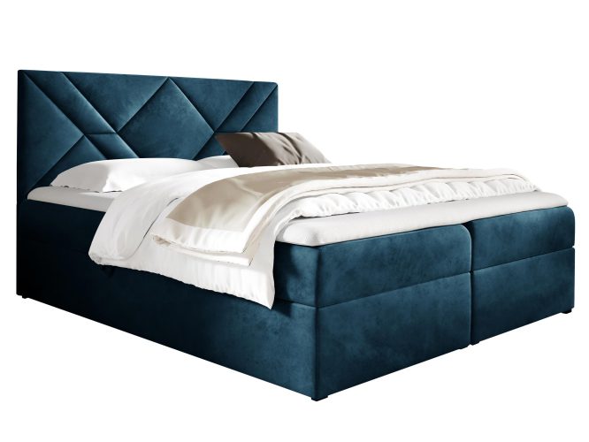 Łóżko sypialniane niebieskie białe tło LUA 6