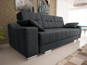 Miniaturka 11 - Sofa pikowana rozkładana ciemny brąz MERIO