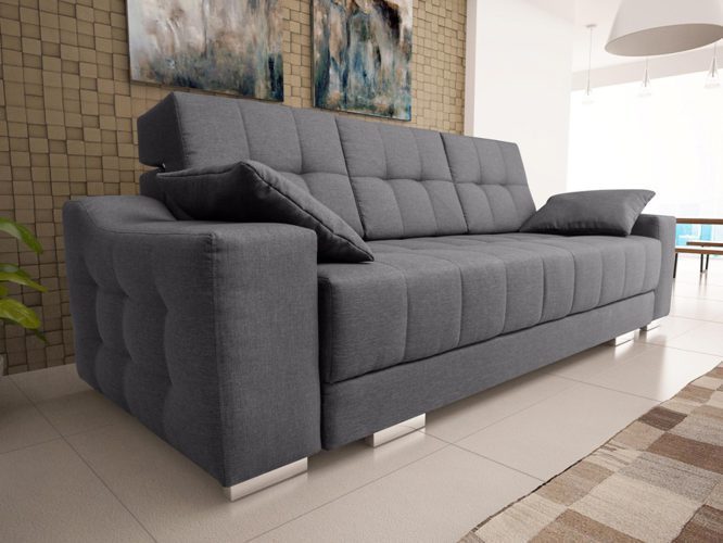 Sofa pikowana rozkładana grafitowy MERIO