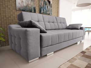 Miniaturka 14 - Sofa pikowana rozkładana jasny szary MERIO