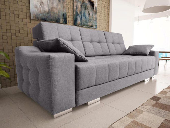 Sofa pikowana rozkładana jasny szary MERIO