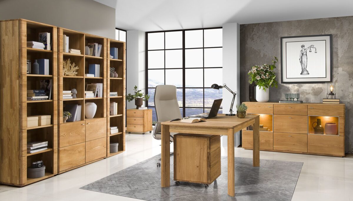 Biurko drewniane gabinet aranżacja