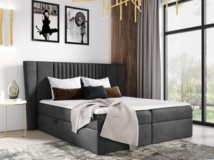 Miniaturka 22 - Łóżko kontynentalne ciemnoszare PARLA