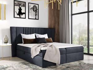 Miniaturka 17 - Łóżko kontynentalne czarne PARLA