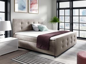 Miniaturka 1 - Pikowane łóżko kontynentalne beż YONI