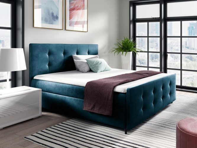 Pikowane łóżko kontynentalne niebieski YONI