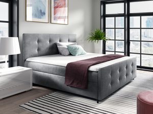 Miniaturka 7 - Pikowane łóżko kontynentalne szare YONI