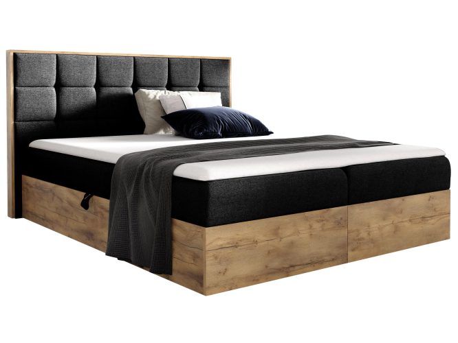 Łóżko drewniane kontynentalne czarny BRAGA 1