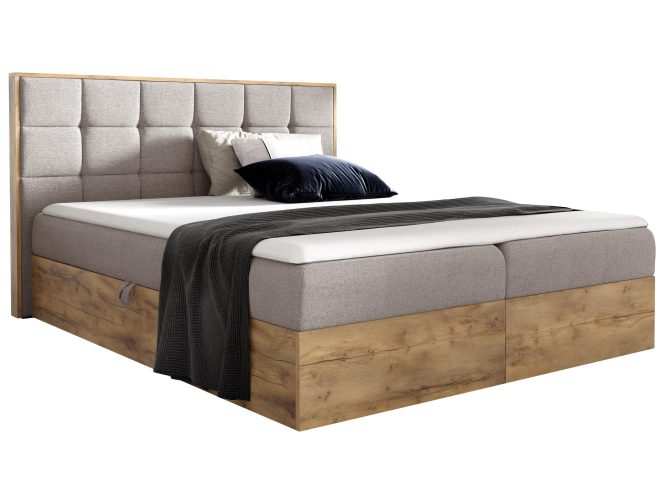 Łóżko drewniane kontynentalne beż BRAGA 1