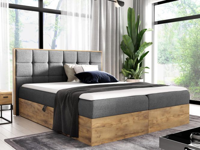 Łóżko drewniane kontynentalne jasny ciemnoszary BRAGA 1