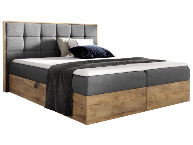Łóżko drewniane kontynentalne ciemnoszare BRAGA 1
