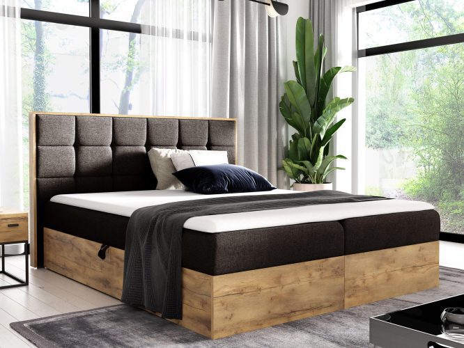 Łóżko drewniane kontynentalne jasny brązowe BRAGA 1
