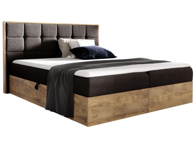 Łóżko drewniane kontynentalne brązowe BRAGA 1