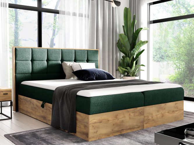 Łóżko drewniane kontynentalne jasny zielone BRAGA 1