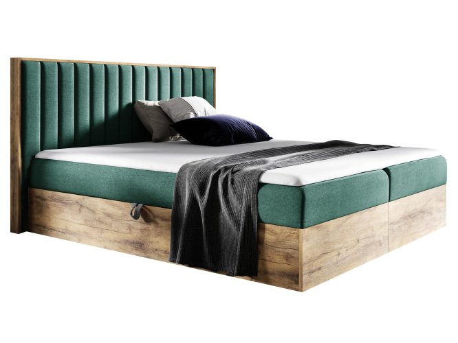 Kontynentalne łóżko drewniane białe tło BRAGA 4