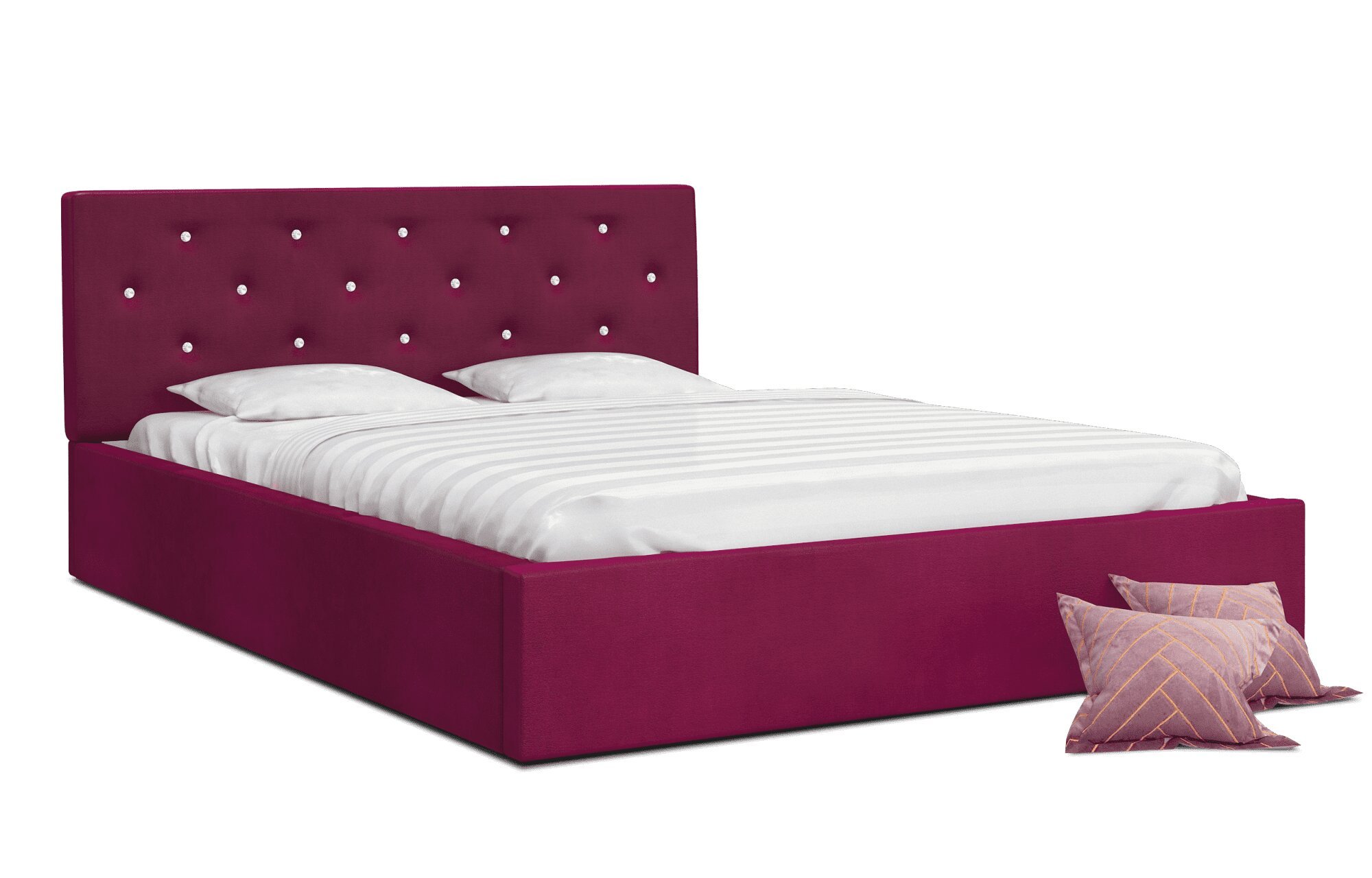 Łóżko tapicerowane różowe z diamentami FRESCO