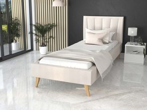 Miniaturka 18 - Łóżko na drewnianych nóżkach 90x200 kremowe BONNIE