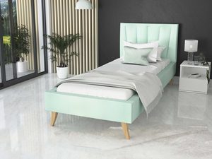 Miniaturka 22 - Łóżko na drewnianych nóżkach 90x200 miętowe BONNIE