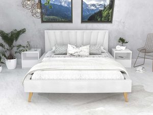 Miniaturka 38 - Łóżko na drewnianych nóżkach białe przód BONNIE