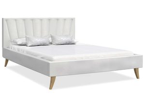 Miniaturka 10 - Łóżko na drewnianych nóżkach białe BONNIE