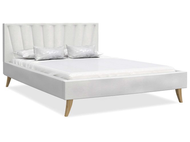 Łóżko na drewnianych nóżkach białe BONNIE
