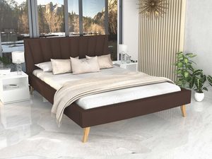 Miniaturka 40 - Łóżko na drewnianych nóżkach brązowe aranżacja BONNIE