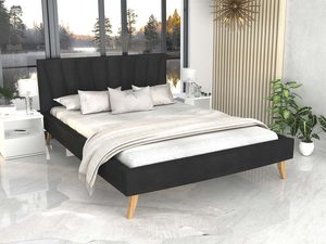 Miniaturka 43 - Łóżko na drewnianych nóżkach czarne aranżacja BONNIE