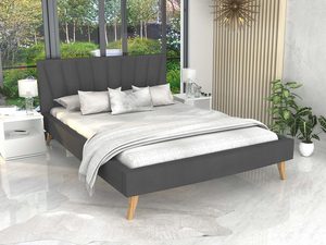 Miniaturka 27 - Łóżko na drewnianych nóżkach szare profil BONNIE