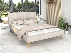 Miniaturka 29 - Łóżko na drewnianych nóżkach kremowe aranżacja BONNIE