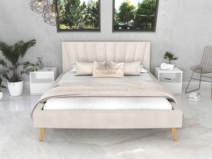 Miniaturka 28 - Łóżko na drewnianych nóżkach kremowe przód BONNIE