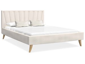 Miniaturka 5 - Łóżko na drewnianych nóżkach kremowe białe tło BONNIE