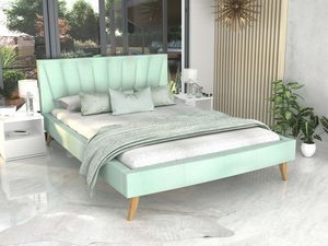 Miniaturka 32 - Łóżko na drewnianych nóżkach miętowe aranżacja BONNIE