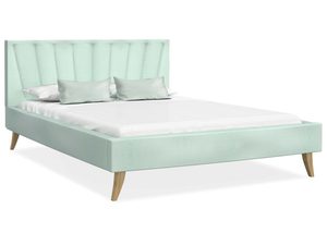 Miniaturka 1 - Łóżko na drewnianych nóżkach miętowe białe tło BONNIE