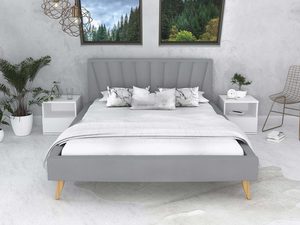 Miniaturka 35 - Łóżko na drewnianych nóżkach szare przód BONNIE