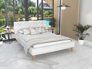 Miniaturka 4 - Pikowane łóżko na nóżkach białe AUSTIN