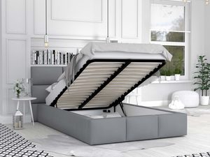 Miniaturka 19 - Łóżko z panelami szare podnoszony stelaż 140x200 MIRIAM
