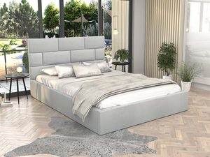 Miniaturka 4 - Łóżko ze stelażem i materacem szare aranżacja RIVER