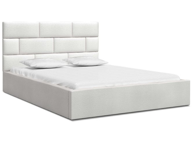 Łóżko ze stelażem i materacem białe RIVER