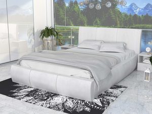 Miniaturka 12 - Łóżko stelaż+materac białe SKYE