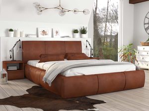 Miniaturka 15 - Łóżko stelaż+materac brązowe aranżacja SKYE