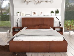 Miniaturka 16 - Łóżko stelaż+materac brązowe przód SKYE