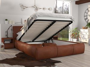 Miniaturka 17 - Łóżko stelaż+materac brązowe stelaż SKYE