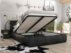 Miniaturka 19 - Łóżko stelaż+materac czarne podnoszony stelaż SKYE