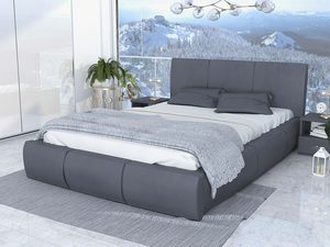 Miniaturka 20 - Łóżko stelaż+materac szare aranżacja SKYE