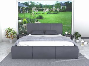 Miniaturka 21 - Łóżko stelaż+materac szare przód SKYE