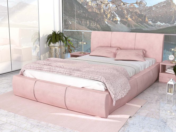 Łóżko stelaż+materac różowe SKYE